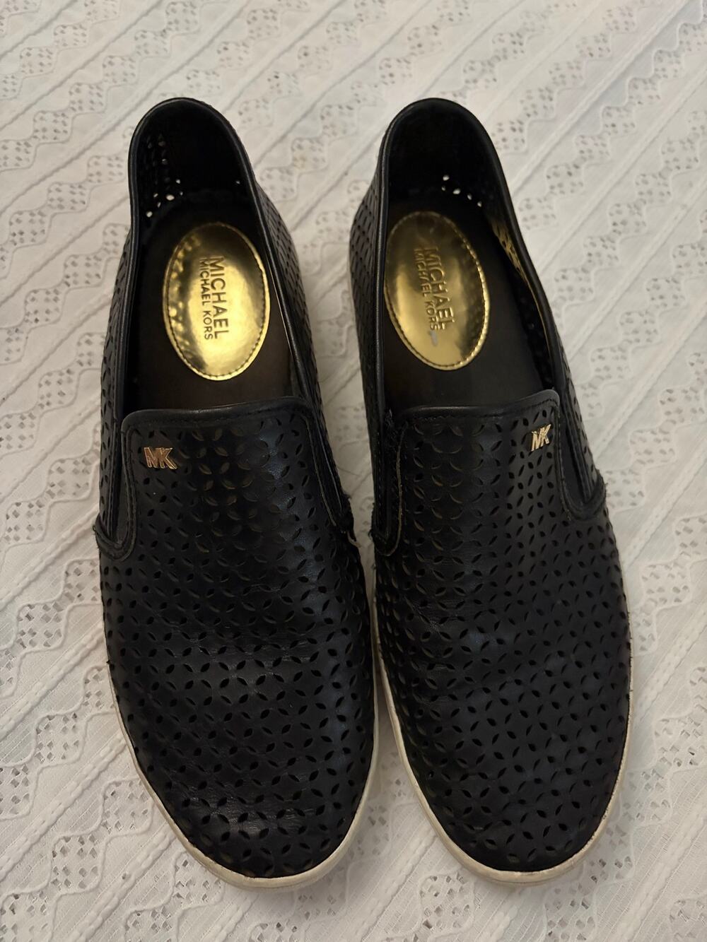 Michael Kors Black Perforated Slip On Sneakers Loafers Women's Size 10